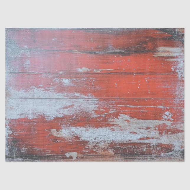 Decoupage Rustic Red Weathered Wood Texture Faux Tissue Paper (Front)