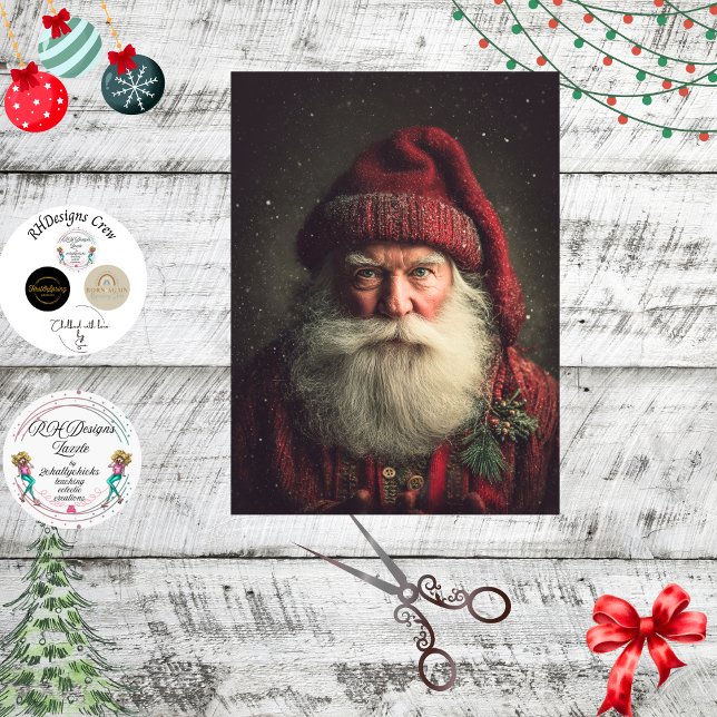 Decoupage Rustic Santa Claus Holiday Artwork  Tissue Paper (Creator Uploaded)