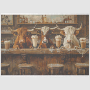 Decoupage Saloon Scene Bar Cows Country  Tissue Paper