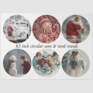 Decoupage Santa Circular Saw Designs 8.5"  Tissue Paper
