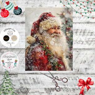 Decoupage Santa Claus Winter Portrait Tissue Paper