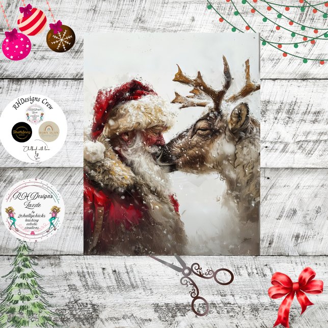 Decoupage Santa Rudolph Yuletide Magic  Tissue Paper (Creator Uploaded)