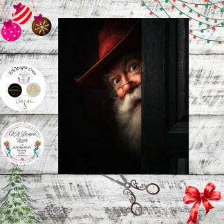 Decoupage Santa Secret Check Peeking Art Tissue Paper