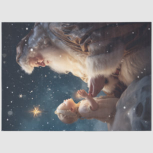 Decoupage Santa Telling Grandchild About Jesus  Tissue Paper