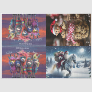 Decoupage Set 4 Elf Cookie Jar Santa Horse Tissue Paper