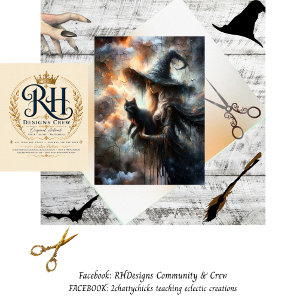Decoupage Silver Haired Witch Glowing Artwork Tissue Paper