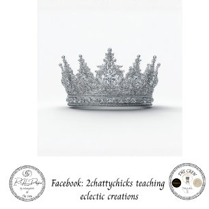 Decoupage Silver Ornate Crown Diamonds Tissue Paper