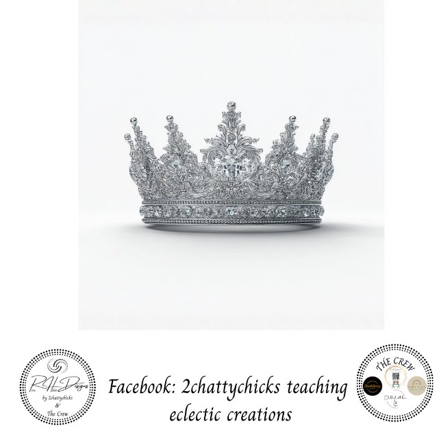 Decoupage Silver Ornate Crown Diamonds  Tissue Paper (Creator Uploaded)