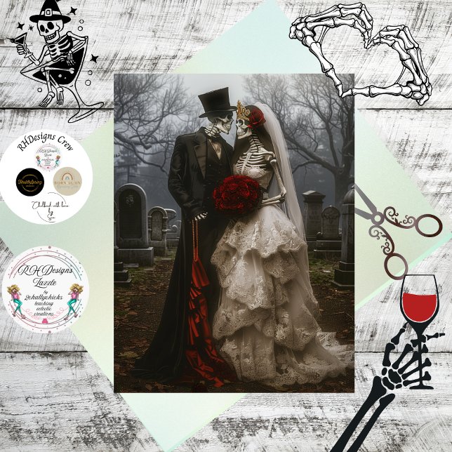Decoupage Skeleton Couple Halloween Wedding  Tissue Paper (Creator Uploaded)