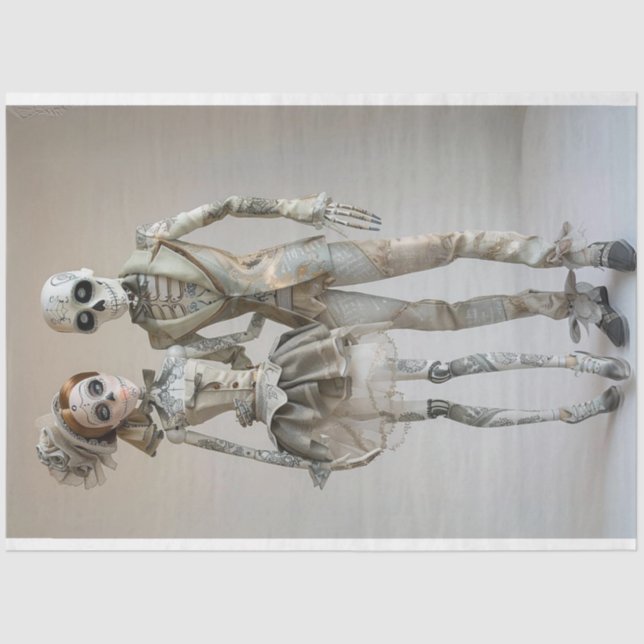 Decoupage Skeleton Couple In Love  Tissue Paper (Front)