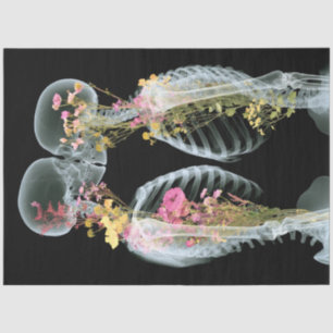 Decoupage Skeleton Couple Intertwined Floral Tissue Paper