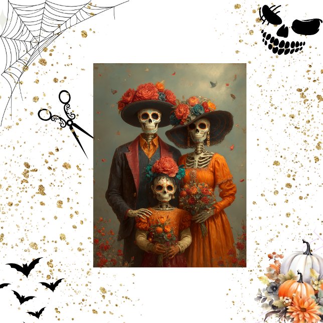 Decoupage Skeleton Family Festive Halloween Party  Tissue Paper (Creator Uploaded)