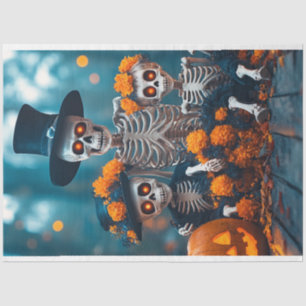 Decoupage Skeleton Family the Marigolds Tissue Paper