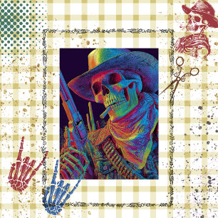 Decoupage Skeleton Gunslinger Autumn Colors Tissue Paper