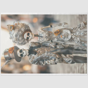 Decoupage Skeleton Married Couple Tissue Paper