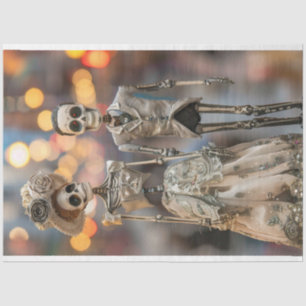 Decoupage Skeleton Married Couple Tissue Paper