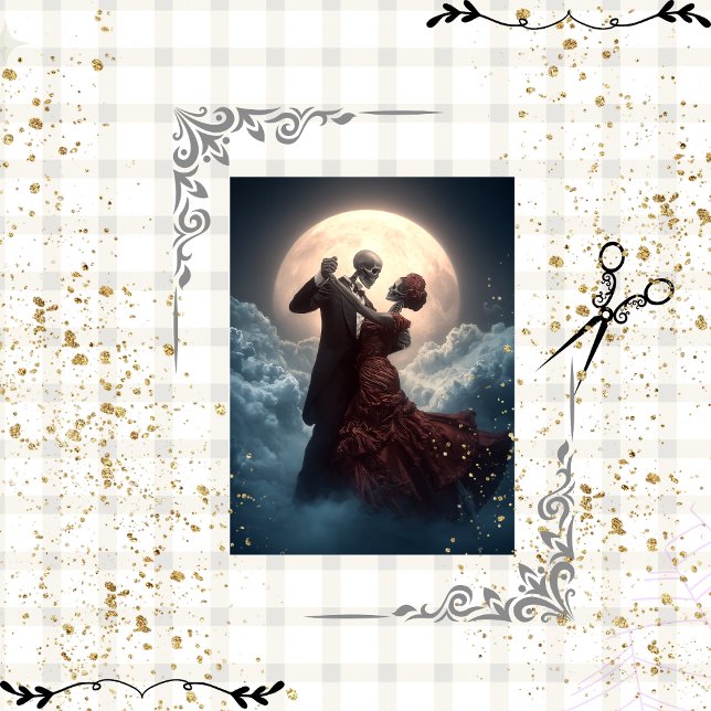 Decoupage Skeleton Moonlight Waltz Dance  Tissue Paper (Creator Uploaded)