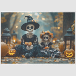 Decoupage Skeleton Mother and Daughter Tissue Paper