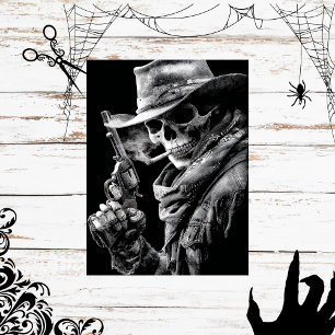 Decoupage Smoking Gothic Skeleton Cowboy Gunslinge Tissue Paper