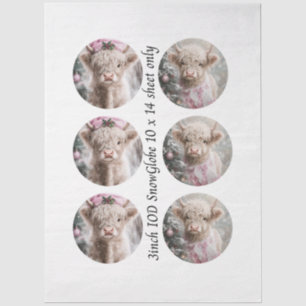Decoupage Snow Globe Mould Highland Cow Christmas Tissue Paper