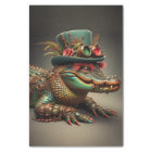 Decoupage Steampunk Alligator Top Hat with Feather