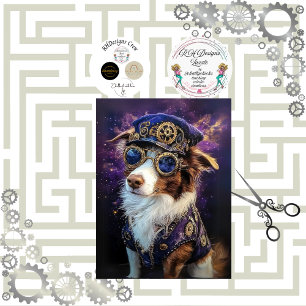 Decoupage Steampunk Australian Cattle Dog Breed  Tissue Paper