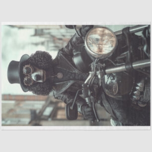 Decoupage Steampunk Black Standard Poodle Biker  Tissue Paper