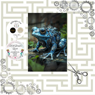 Decoupage Steampunk Blue Frog Tissue Paper