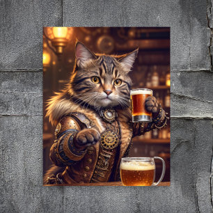Decoupage - Steampunk cat with beer -  Tissue Paper