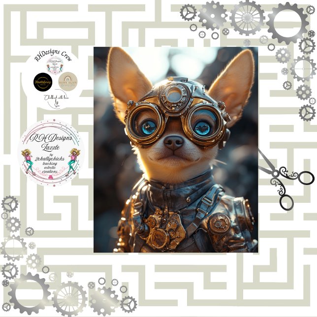 Decoupage Steampunk Chihuahua Cogsley  Tissue Paper (Creator Uploaded)
