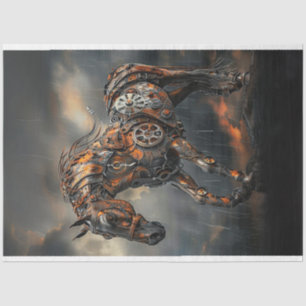 Decoupage Steampunk Copper Steed Majestic Horse Tissue Paper