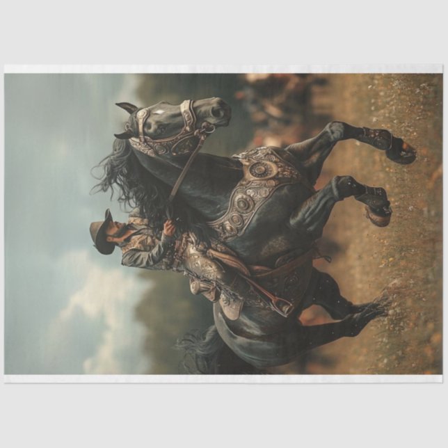 Decoupage Steampunk Cowboy Horse Rodeo  Tissue Paper (Front)