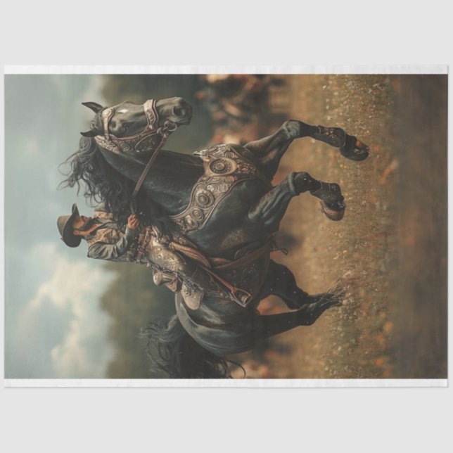 Decoupage Steampunk Cowboy Horse Rodeo  Tissue Paper (Front)