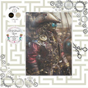 Decoupage Steampunk Cyborg Pirate Tissue Paper
