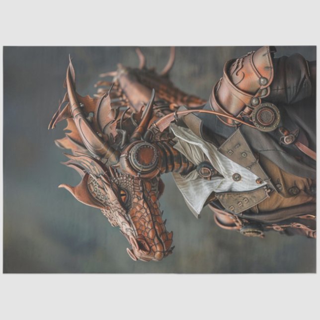 Decoupage Steampunk Dragon Head Victorian  Tissue Paper (Front)