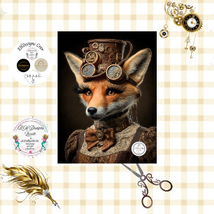 Decoupage Steampunk French Canadian Fox Colleen  Tissue Paper