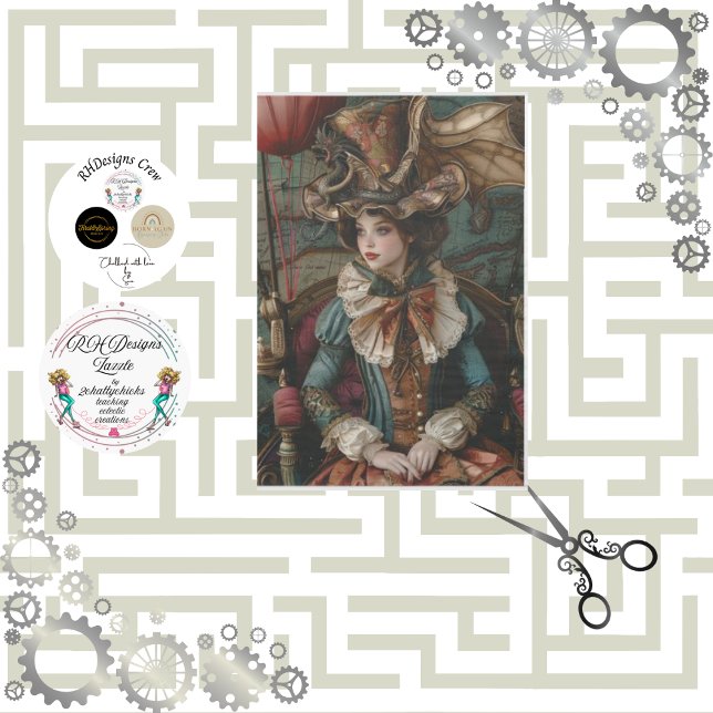 Decoupage Steampunk Gearheart Traveller  Tissue Paper (Creator Uploaded)