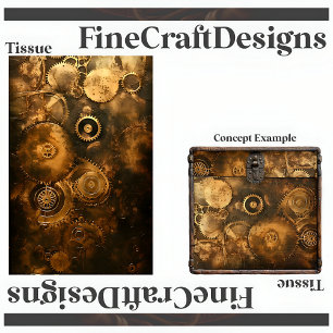 Decoupage Steampunk Gears And Wheels  Faux Ink 036 Tissue Paper