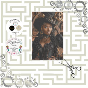 Decoupage Steampunk Gears Clocks Black Woman  Tissue Paper