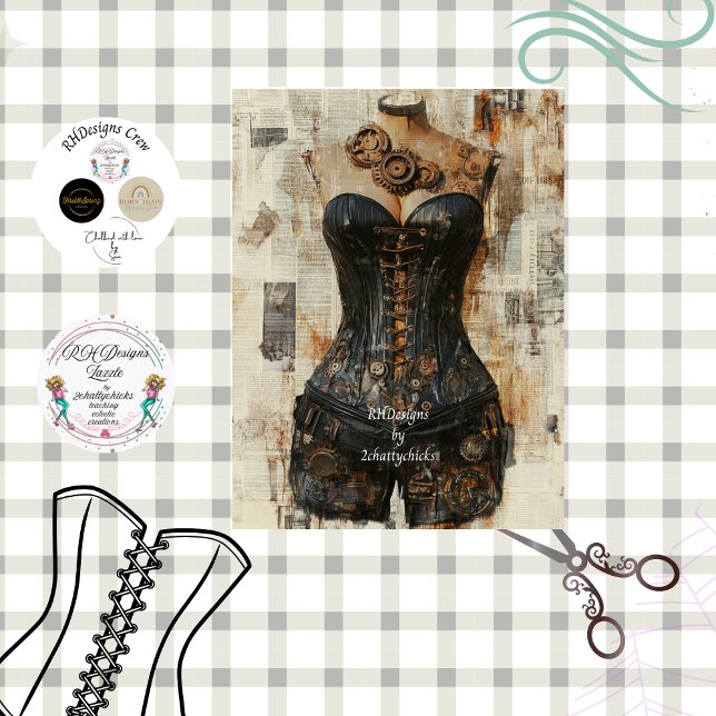Decoupage Steampunk Gearwork Corset Mannequin  Tissue Paper (Creator Uploaded)