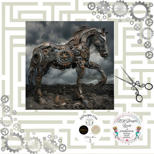 Decoupage Steampunk Horse Ironhoof  Tissue Paper