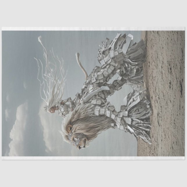 Decoupage Steampunk Lion and Lady in the Desert  Tissue Paper (Front)