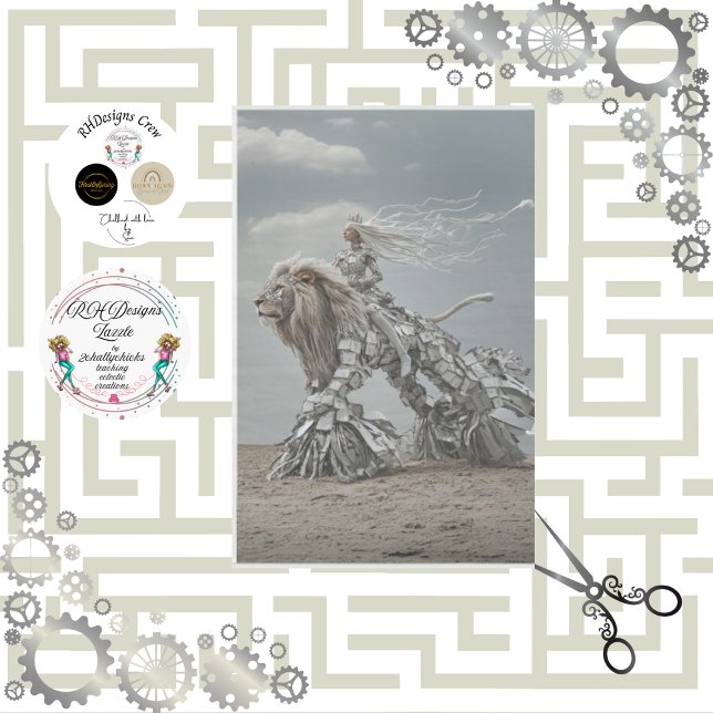 Decoupage Steampunk Lion Lioness Landscape  Tissue Paper (Creator Uploaded)