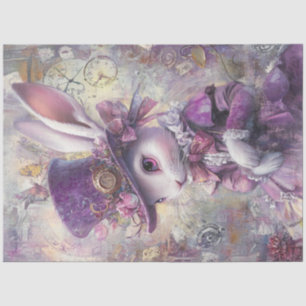Decoupage Steampunk Rabbit Alice Wonderland Tissue Paper