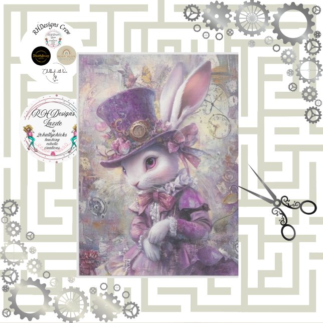 Decoupage Steampunk Rabbit Alice Wonderland Tissue Paper (Creator Uploaded)