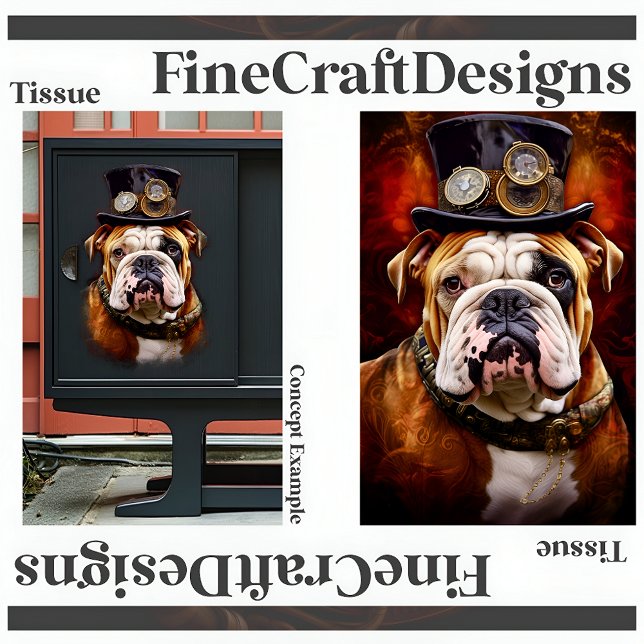 Decoupage Steampunk Regal British Bulldog Righ 111 Tissue Paper (Creator Uploaded)