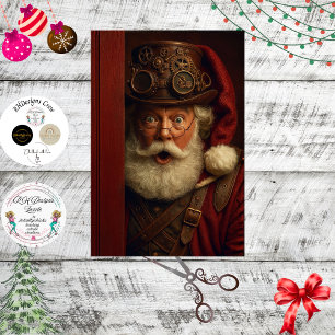 Decoupage Steampunk Santa Sneak Peek Gears Cheers Tissue Paper