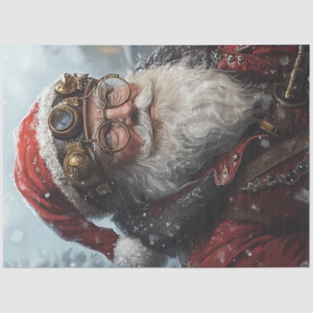 Decoupage Steampunk Santa Winter Weather  Tissue Paper (Front)