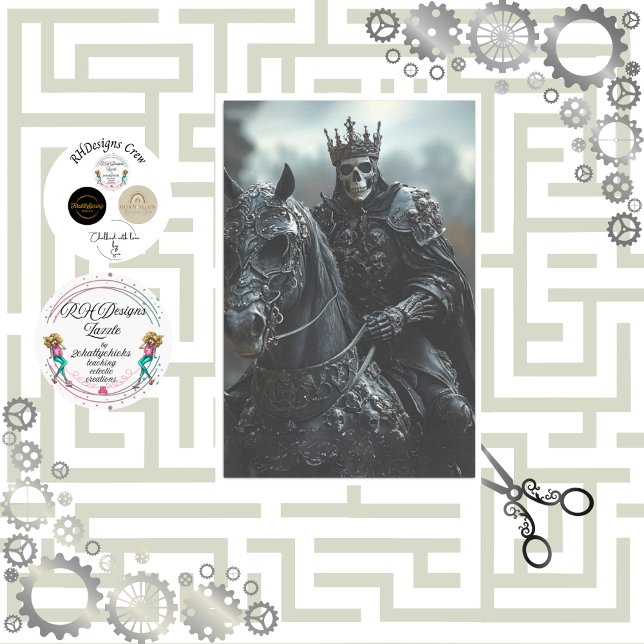 Decoupage Steampunk Stallion  and King Skeleton  Tissue Paper (Creator Uploaded)