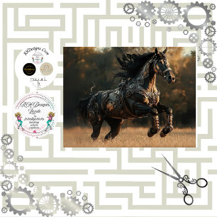Decoupage Steampunk Stallion Copper IRONMANE  Tissue Paper